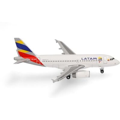 Herpa flygplansmodell LATAM Airlines Ecuador Airbus A319 – Ecuador-flagga-livery, miniatyr i skala 1:500, samlarobjekt, flygplansmodell utan ställ, metall Herpa flygplansmodell LATAM Airlines Ecuador Airbus A319 – Ecuador-flagga-livery, miniatyr i skala 1:500, samlarobjekt, flygplansmodell utan ställ, metall
