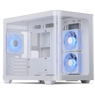 darkFlash Micro-ATX Gaming PC-fodral, MATX PC-fodral med 3 x 120 mm ARGB-fläktar, panoramautsikt dubbla härdat kurvglas datorfodral, USB 3.0-port, stöder dubbel 360 mm AIO, vit (DPW90M) darkFlash Micro-ATX Gaming PC-fodral, MATX PC-fodral med 3 x 120 mm ARGB-fläktar, panoramautsikt dubbla härdat kurvglas datorfodral, USB 3.0-port, stöder dubbel 360 mm AIO, vit (DPW90M)