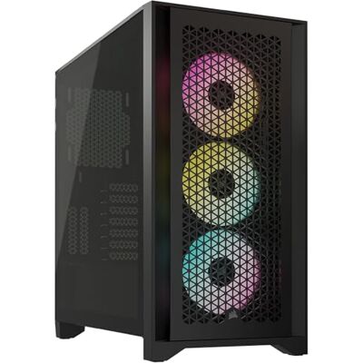 Corsair iCUE 4000D RGB AIRFLOW Mid-Tower Case, 3x AF120 RGB ELITE Fans iCUE Lighting Node PRO Controller High-Airflow Design Svart Corsair iCUE 4000D RGB AIRFLOW Mid-Tower Case, 3x AF120 RGB ELITE Fans iCUE Lighting Node PRO Controller High-Airflow Design Svart
