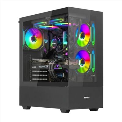 Nuwo Clash CK500 ATX Mid Tower Gaming PC-fodral 3 ARGB fläktar 120 mm Framsida och sidopanel i härdat glas utan ram svart Nuwo Clash CK500 ATX Mid Tower Gaming PC-fodral 3 ARGB fläktar 120 mm Framsida och sidopanel i härdat glas utan ram svart