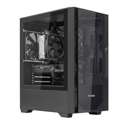 Nuwo Gigan BK100 Gaming PC-fodral Micro-ATX Mini-ITX Panoramiskt härdat glas främre och sidobord Mini Tower 120 mm fläkt förinstallerad Nuwo Gigan BK100 Gaming PC-fodral Micro-ATX Mini-ITX Panoramiskt härdat glas främre och sidobord Mini Tower 120 mm fläkt förinstallerad