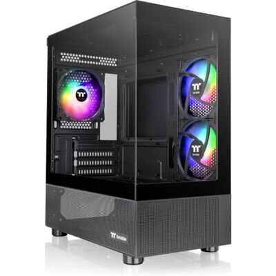 Thermaltake View 170 TG ARGB Datorchassi i Micro-ATX-format, svart, 3 x 120 mm ARGB-fläktar ingår, stöder upp till 280 mm kylarfläktar, paneler i härdat glas på framsidan och sidan, CA-1Z4-00M1WN-00 Thermaltake View 170 TG ARGB Datorchassi i Micro-ATX-format, svart, 3 x 120 mm ARGB-fläktar ingår, stöder upp till 280 mm kylarfläktar, paneler i härdat glas på framsidan och sidan, CA-1Z4-00M1WN-00