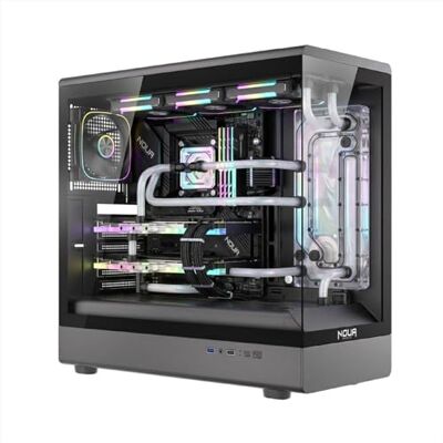 Noua Diamond CK100 ATX Mid Tower Gaming PC-fodral PWM Led ARGB fläkt USB 3.0 360 mm flytande kylstöd Dubbelt kontinuerligt härdat glas svart Noua Diamond CK100 ATX Mid Tower Gaming PC-fodral PWM Led ARGB fläkt USB 3.0 360 mm flytande kylstöd Dubbelt kontinuerligt härdat glas svart