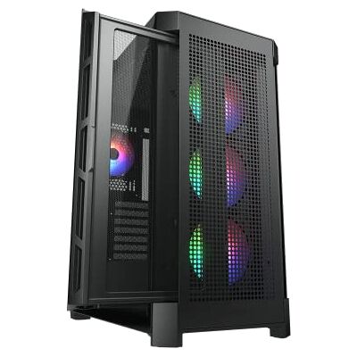 COUGAR DUOFACE PRO RGB Mid Tower PC-fodral med 2 distinkta frontpaneler Mesh och glas och RGB-fläktar (svart) COUGAR DUOFACE PRO RGB Mid Tower PC-fodral med 2 distinkta frontpaneler Mesh och glas och RGB-fläktar (svart)