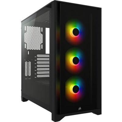 Corsair iCUE 4000X RGB Tempered Glass Mid-Tower ATX Case, Black Corsair iCUE 4000X RGB Tempered Glass Mid-Tower ATX Case, Black