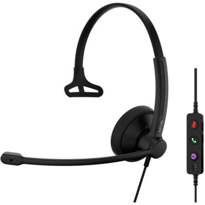EPOS IMPACT 100 MS Mono USB-C+A-headset med mikrofon, Microsoft Teams-certifierad, brusreducerande, lätt, mjukt silikonsidostöd, USB-adapter, samtalskontroll, UC professionell användning EPOS IMPACT 100 MS Mono USB-C+A-headset med mikrofon, Microsoft Teams-certifierad, brusreducerande, lätt, mjukt silikonsidostöd, USB-adapter, samtalskontroll, UC professionell användning