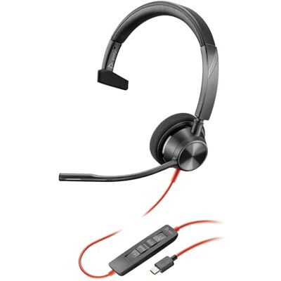 PLT POLY Poly Blackwire 3310 trådbundet headset, flexibel mikrofonarm, monoauraldesign, PC/Mac-anslutning via USB-C eller USB-A, fungerar med Teams och Zoom PLT POLY Poly Blackwire 3310 trådbundet headset, flexibel mikrofonarm, monoauraldesign, PC/Mac-anslutning via USB-C eller USB-A, fungerar med Teams och Zoom