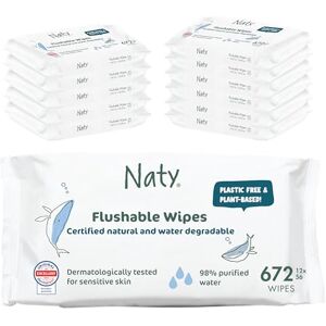 Naty Våtservetter - Biologiskt nedbrytbara, Spolbara - 12 x 56 st Naty Våtservetter - Biologiskt nedbrytbara, Spolbara - 12 x 56 st