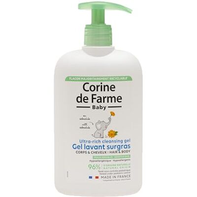 Corine de Farme Surgrated Baby Lavant Gel med Calendula kropp och hår allergivänlig, känslig hud 100% fransk tillverkning 500 ml Corine de Farme Surgrated Baby Lavant Gel med Calendula kropp och hår allergivänlig, känslig hud 100% fransk tillverkning 500 ml