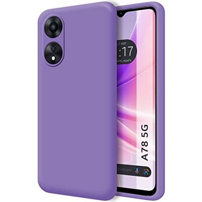 Tumundosmartphone Ultra mjukt flytande silikonfodral för OPPO A78 5G lila färg Tumundosmartphone Ultra mjukt flytande silikonfodral för OPPO A78 5G lila färg