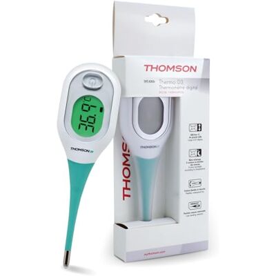 Thomson Thermo D3 digital termometer feber baby vuxen snabb mätning <10s, hög precision 3 färger bakgrundsbelyst LCD-skärm minne rektal armhålan oral användning IP27 vattentät Thomson Thermo D3 digital termometer feber baby vuxen snabb mätning <10s, hög precision 3 färger bakgrundsbelyst LCD-skärm minne rektal armhålan oral användning IP27 vattentät