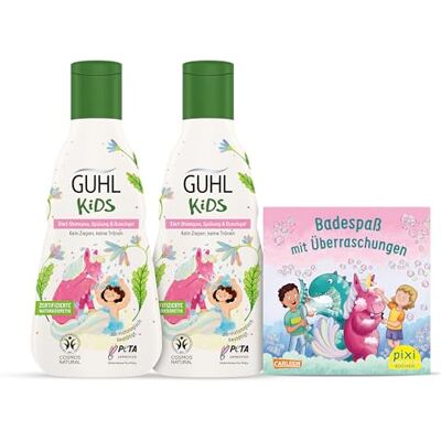 Guhl Kids enhörning fördelset – 2 x Kids 3-i-1 schampo, balsam och duschgel, 250 ml 1 x Pixibok – speciellt utvecklad för barn – ingen drink – Cosmos Naturcertifierad Guhl Kids enhörning fördelset – 2 x Kids 3-i-1 schampo, balsam och duschgel, 250 ml 1 x Pixibok – speciellt utvecklad för barn – ingen drink – Cosmos Naturcertifierad