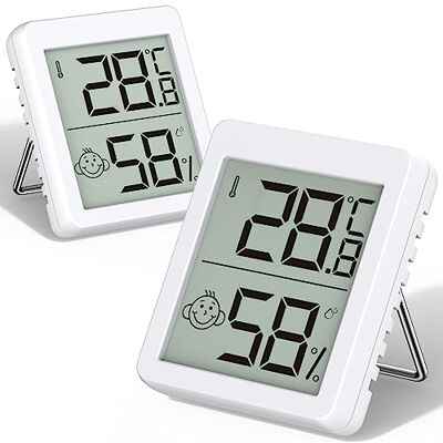 Aricode Aircode termohygrometer, 2 set mini LCD digital termometer stående eller hängande fuktmätare för inomhus vardagsrum baby rum kontor kylskåp Aricode Aircode termohygrometer, 2 set mini LCD digital termometer stående eller hängande fuktmätare för inomhus vardagsrum baby rum kontor kylskåp