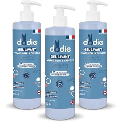 Dodie Set med 3 x rengöringsgel 3-i-1, (3 x 500 ml), ansikts-, kropps- och hårrengöring, 92 procent ingredienser av naturligt ursprung, allergivänliga, från födseln Dodie Set med 3 x rengöringsgel 3-i-1, (3 x 500 ml), ansikts-, kropps- och hårrengöring, 92 procent ingredienser av naturligt ursprung, allergivänliga, från födseln