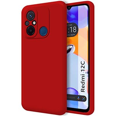 Tumundosmartphone Ultra mjukt flytande silikonfodral för Xiaomi Redmi 12C Röd färg Tumundosmartphone Ultra mjukt flytande silikonfodral för Xiaomi Redmi 12C Röd färg