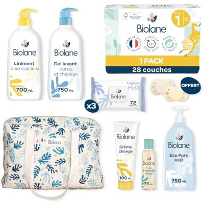 Biolane Maternity Box Baby Baby Care Kit skötväska & babyvård blöja, H2O våtservetter Biolane Maternity Box Baby Baby Care Kit skötväska & babyvård blöja, H2O våtservetter