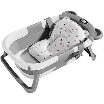 SUPERBE BEBE Hopfällbart Babybadkar Med Badkudde Och Inbyggd Termometer Babybadkar Med Gratis Badställ Perfekt Present Till Flickor Eller Pojkar Redan Från Födseln SUPERBE BEBE Hopfällbart Babybadkar Med Badkudde Och Inbyggd Termometer Babybadkar Med Gratis Badställ Perfekt Present Till Flickor Eller Pojkar Redan Från Födseln