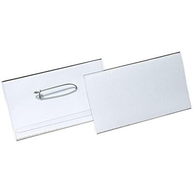 Durable Namnskyltar med Kombiklämma, 40 x 75 mm, 50 stycken, transparent Säker fastsättning med klämma och nål, för tunna blusar utan att lämna hål, tålig plast för kontor och event Durable Namnskyltar med Kombiklämma, 40 x 75 mm, 50 stycken, transparent Säker fastsättning med klämma och nål, för tunna blusar utan att lämna hål, tålig plast för kontor och event