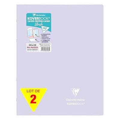 Clairefontaine 981475AMZC Un lot de 2 Cahiers Agrafés Koverbook 24x32 cm 96 Pages Petits Carreaux avec Marge 90 g Couverture Polypro lilas Clairefontaine 981475AMZC Un lot de 2 Cahiers Agrafés Koverbook 24x32 cm 96 Pages Petits Carreaux avec Marge 90 g Couverture Polypro lilas