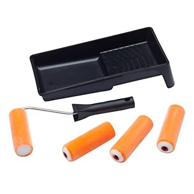 ProDec Advance 6 stycken 4-tums Flock Mini Paint Rollers, ram och bricka Kit för en ultra-slät yta med glans- och satinfärger på golvlister, fönsterbrädor, paneldörrar, skåp och metall, 4 ProDec Advance 6 stycken 4-tums Flock Mini Paint Rollers, ram och bricka Kit för en ultra-slät yta med glans- och satinfärger på golvlister, fönsterbrädor, paneldörrar, skåp och metall, 4