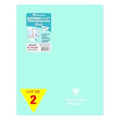 Clairefontaine 981473AMZC Un lot de 2 Cahiers Agrafés Koverbook 24x32 cm 96 Pages Petits Carreaux avec Marge 90 g Couverture Polypro menthe Clairefontaine 981473AMZC Un lot de 2 Cahiers Agrafés Koverbook 24x32 cm 96 Pages Petits Carreaux avec Marge 90 g Couverture Polypro menthe