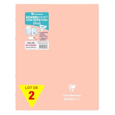 Clairefontaine 981479AMZC Un lot de 2 Cahiers Agrafés Koverbook 24x32 cm 96 Pages Petits Carreaux avec Marge 90 g Couverture Polypro corail Clairefontaine 981479AMZC Un lot de 2 Cahiers Agrafés Koverbook 24x32 cm 96 Pages Petits Carreaux avec Marge 90 g Couverture Polypro corail