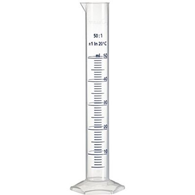Vitlab Märke polypropylen mätcylinder, hög form, sexkantsfot, transparent, 200 mm höjd, 50 ml kapacitet Vitlab Märke polypropylen mätcylinder, hög form, sexkantsfot, transparent, 200 mm höjd, 50 ml kapacitet