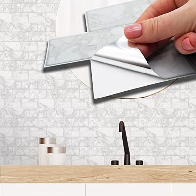 WALPLUS Vit Marmor Kakelock - 12 st, 28.5x14cm WALPLUS Vit Marmor Kakelock - 12 st, 28.5x14cm