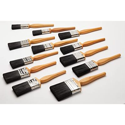 ProDec Contractor Painter's Dozen 12 Piece Paint Brush Set för en jämn finish med emulsions-, glans- och satinfärger på väggar, tak, trä och metall 2x 1, 5x 1,5, 4x 2, 1x 3 tum ProDec Contractor Painter's Dozen 12 Piece Paint Brush Set för en jämn finish med emulsions-, glans- och satinfärger på väggar, tak, trä och metall 2x 1, 5x 1,5, 4x 2, 1x 3 tum