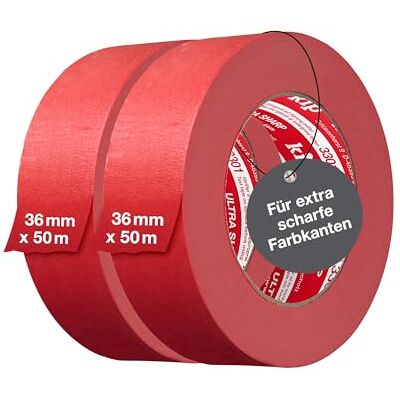 Kip Tape 3301 Ultra Sharp tejp i dubbelpack – professionellt målningstejp – extremt skarpa kanter vid målning och målning, 36 mm x 50 m Kip Tape 3301 Ultra Sharp tejp i dubbelpack – professionellt målningstejp – extremt skarpa kanter vid målning och målning, 36 mm x 50 m