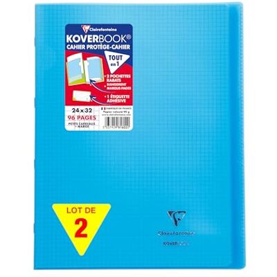 Clairefontaine 981602AMZC Un lot de 2 Cahiers Agrafés Koverbook 24x32 cm 96 Pages Petits Carreaux avec Marge 90 g Couverture Polypro bleu Clairefontaine 981602AMZC Un lot de 2 Cahiers Agrafés Koverbook 24x32 cm 96 Pages Petits Carreaux avec Marge 90 g Couverture Polypro bleu