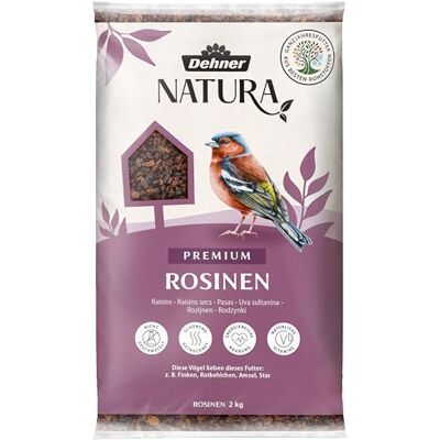 Dehner Natura Premium foder för vilda fåglar, russin delikatess, foderrussin, året-runt-mat energirik, högkvalitativt fågelfoder för vilda fåglar, 2 kg Dehner Natura Premium foder för vilda fåglar, russin delikatess, foderrussin, året-runt-mat energirik, högkvalitativt fågelfoder för vilda fåglar, 2 kg