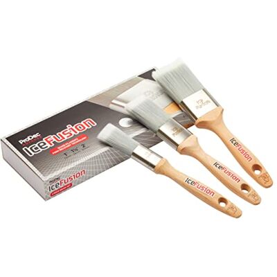 ProDec Advance ABPT070 Ice Fusion Trade professionell syntetisk penselset för målning med emulsion, glans och satinfärger på väggar, trä och metall, innehåller 1, 1,5, 5 cm borstar, grå ProDec Advance ABPT070 Ice Fusion Trade professionell syntetisk penselset för målning med emulsion, glans och satinfärger på väggar, trä och metall, innehåller 1, 1,5, 5 cm borstar, grå