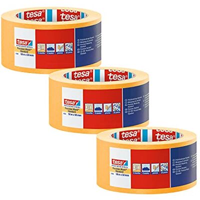 tesa Precisionskrepp 4344 standard – 3-pack – professionell målningstejp med tunn pappershållare – för exakt maskering och täckning – orange – 50 m x 50 mm vardera tesa Precisionskrepp 4344 standard – 3-pack – professionell målningstejp med tunn pappershållare – för exakt maskering och täckning – orange – 50 m x 50 mm vardera