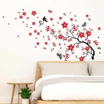 WALPLUS 30 x 60 cm blomblomma transparent röd väggdekal väggtatuering självhäftande tapet väggdekal väggtatuering barnrum dekoration dekal sovrum vardagsrum flicka WALPLUS 30 x 60 cm blomblomma transparent röd väggdekal väggtatuering självhäftande tapet väggdekal väggtatuering barnrum dekoration dekal sovrum vardagsrum flicka