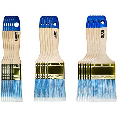 HARDY WORKING TOOLS platt penselset 18 st., 25–75 mm, serie 42 – lasyrpenselset för trä, lackpenselset för metall med ljusa syntetborst HARDY WORKING TOOLS platt penselset 18 st., 25–75 mm, serie 42 – lasyrpenselset för trä, lackpenselset för metall med ljusa syntetborst