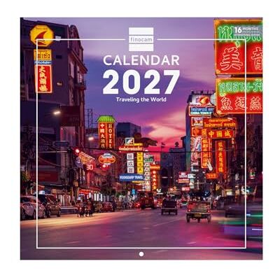 Finocam International Wall Calendar 2027 Traveling Images Monthly calendar. Planning, Organisation, Time Management & Productivity Finocam International Wall Calendar 2027 Traveling Images Monthly calendar. Planning, Organisation, Time Management & Productivity