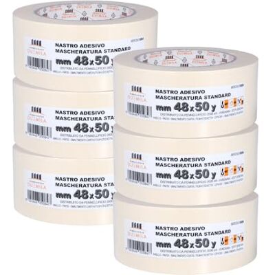 PENNELLIFICIO 2000 Set med 6 maskerings- och pappersband för målning, utan rester, fläckborttagning, mått 48 mm x 45 m – Made in Italy PENNELLIFICIO 2000 Set med 6 maskerings- och pappersband för målning, utan rester, fläckborttagning, mått 48 mm x 45 m – Made in Italy