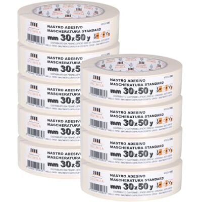 PENNELLIFICIO 2000 Set med 9 maskerings- och pappersband för målning, utan rester, fläckborttagning, mått 30 mm x 45 m – Made in Italy PENNELLIFICIO 2000 Set med 9 maskerings- och pappersband för målning, utan rester, fläckborttagning, mått 30 mm x 45 m – Made in Italy