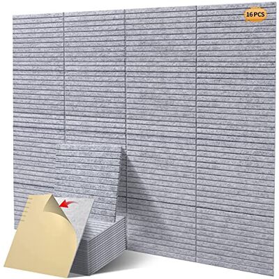 HIJIRH 16 st professionella ljudisolerade väggpaneler, akustiska paneler, premium ljudpaneler, bättre än skum, kildesign, med lim på baksidan, för akustiska behandlingar/professionell studio, 12 × 12 × 0,4 HIJIRH 16 st professionella ljudisolerade väggpaneler, akustiska paneler, premium ljudpaneler, bättre än skum, kildesign, med lim på baksidan, för akustiska behandlingar/professionell studio, 12 × 12 × 0,4