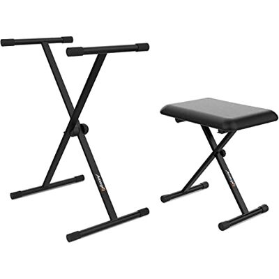 Audibax Onyx Pack V2 Saxtangentbordsstativ med bänk, tangentbordsstativ med enkelt lås kullejustering tangentbordsbänk med 3 dimningsnivåer robust och fast material Audibax Onyx Pack V2 Saxtangentbordsstativ med bänk, tangentbordsstativ med enkelt lås kullejustering tangentbordsbänk med 3 dimningsnivåer robust och fast material