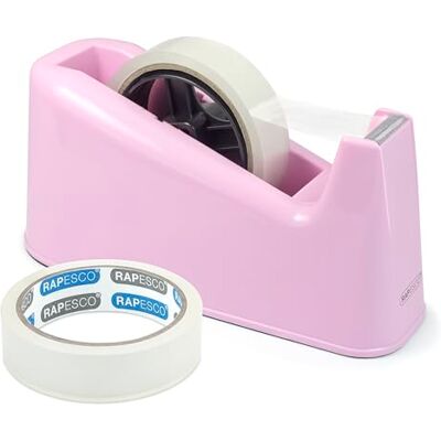 Rapesco 1487 500 Kraftig Tejpdispenser med 2 Tejprullar, Godisrosa Rapesco 1487 500 Kraftig Tejpdispenser med 2 Tejprullar, Godisrosa