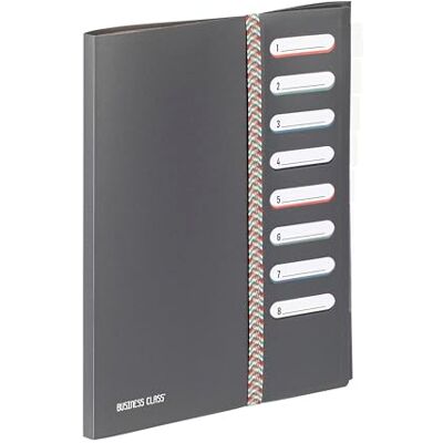 Viquel A4-sorterare med 8 fack i klass ryggstödsorganiserare med elastisk stängning för kontor och hem grå Viquel A4-sorterare med 8 fack i klass ryggstödsorganiserare med elastisk stängning för kontor och hem grå