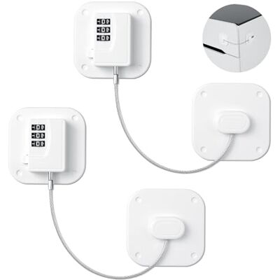 AiQInu Kylskåp, lås utan borrning, barnsäkring, skåpsäkring med digitalt lösenord, fönstersäkringar barn, för kylskåp, tvättmaskiner, skåp, fönster (2 st) AiQInu Kylskåp, lås utan borrning, barnsäkring, skåpsäkring med digitalt lösenord, fönstersäkringar barn, för kylskåp, tvättmaskiner, skåp, fönster (2 st)