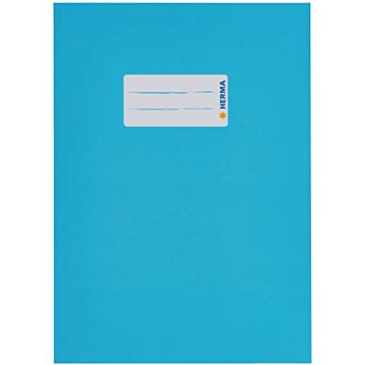 HERMA 19764 Kartonnen boekenenveloppen DIN A5, boekhoezen met tekstveld, van stevig i extra sterk papper, set van 10 boekhoezen voor schoolschriften, lichtblauw HERMA 19764 Kartonnen boekenenveloppen DIN A5, boekhoezen met tekstveld, van stevig i extra sterk papper, set van 10 boekhoezen voor schoolschriften, lichtblauw