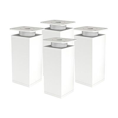 ALUSFERA Möbelfötter – bordsben i metall, justerbar höjd, möbelfötter – fötter för möbler – möbelfötter – skåpfötter – 4 stycken möbelfot 40 x 40 mm – 120 mm vita ALUSFERA Möbelfötter – bordsben i metall, justerbar höjd, möbelfötter – fötter för möbler – möbelfötter – skåpfötter – 4 stycken möbelfot 40 x 40 mm – 120 mm vita