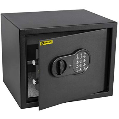 HOMESAFE HV30E kassaskåp med elektroniskt lås, 30 x 38 x 30 cm (HxBxD), satin svart HOMESAFE HV30E kassaskåp med elektroniskt lås, 30 x 38 x 30 cm (HxBxD), satin svart