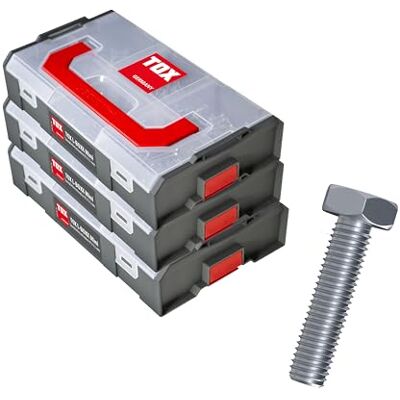 TOX L-BOXX Mini sexkantskruvsatser med M5, M6, M8 och M10, 3 hopkopplingsbara sorteringslådor med totalt 18 storlekar och 620 maskinskruvar DIN 933, stort lager, 094909171 TOX L-BOXX Mini sexkantskruvsatser med M5, M6, M8 och M10, 3 hopkopplingsbara sorteringslådor med totalt 18 storlekar och 620 maskinskruvar DIN 933, stort lager, 094909171