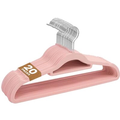 Sasha Morel 20-pack sammetshängare halkfria sammetshängare för kläder med slipsorganisatörer platsbesparande hängare och 360° vridbara krokar garderobsförvaring organisatör Sasha Morel 20-pack sammetshängare halkfria sammetshängare för kläder med slipsorganisatörer platsbesparande hängare och 360° vridbara krokar garderobsförvaring organisatör