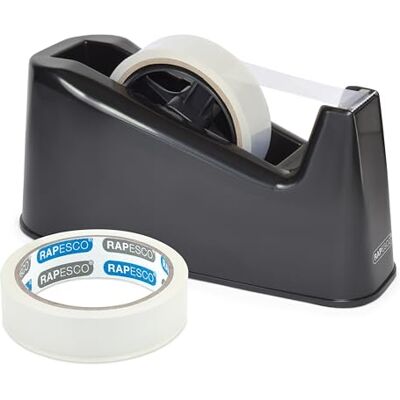 Rapesco 1540 Kraftig Tejpdispenser 500 med 2 Tejprullar, Svart Svart Rapesco 1540 Kraftig Tejpdispenser 500 med 2 Tejprullar, Svart Svart